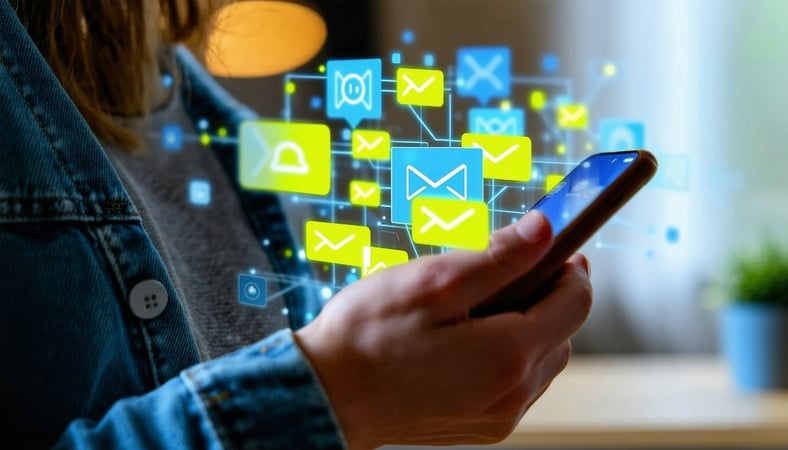 person holding a cell phone with notifications popping up-3